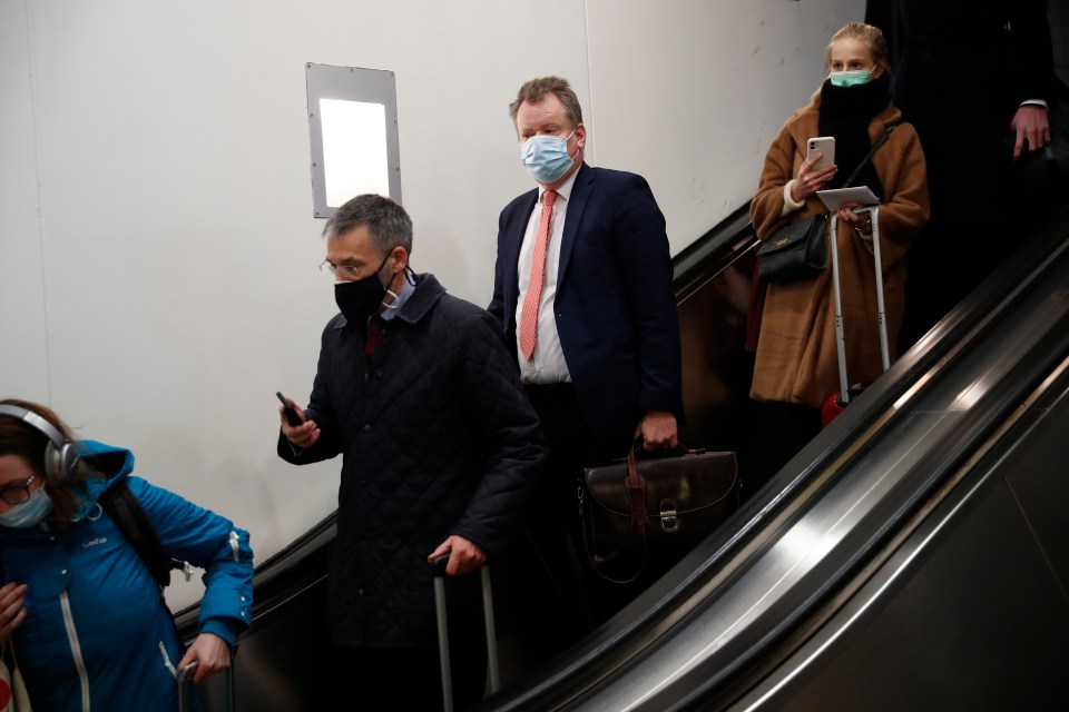 Chief negotiator Lord Frost leaving a meeting in Brussels yesterday