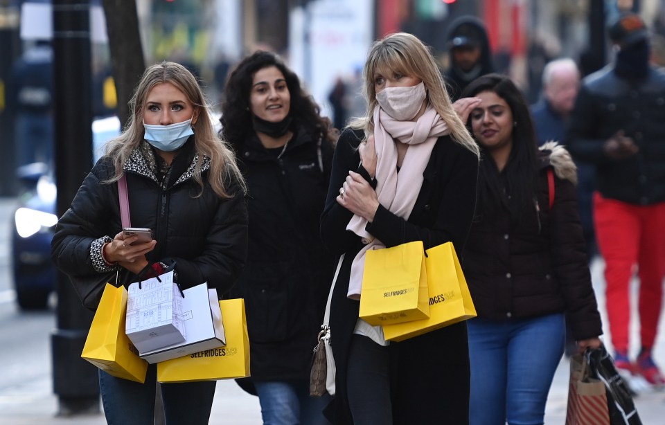 Shoppers at Oxford Street during the first weekend after lockdown in London, 6 December