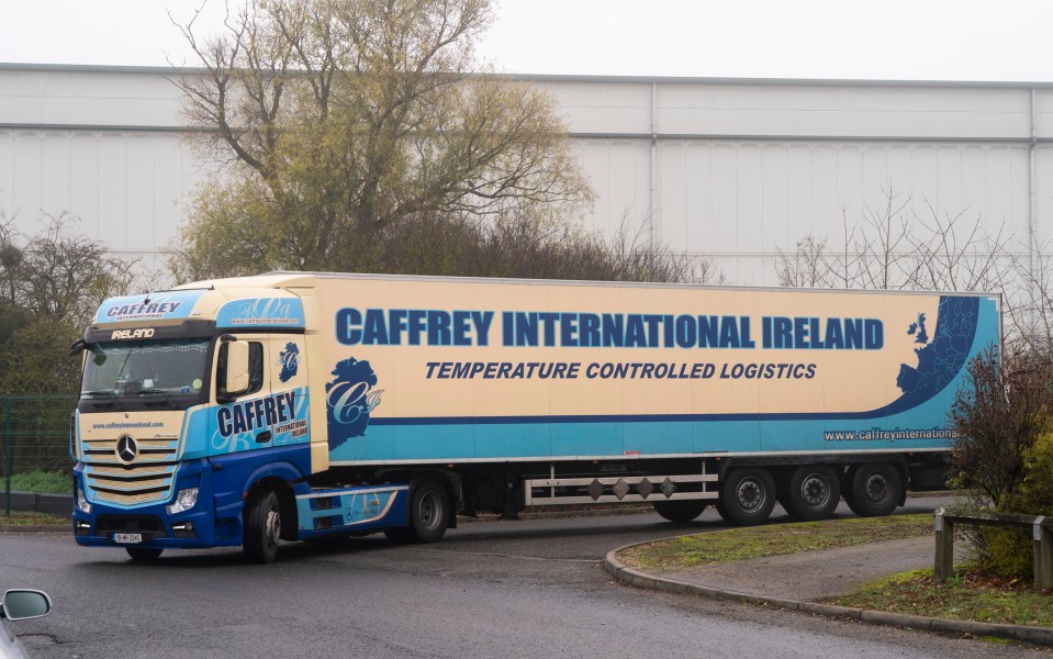 Vaccines in a chiller lorry leave a depot in Milton Keynes, Bucks