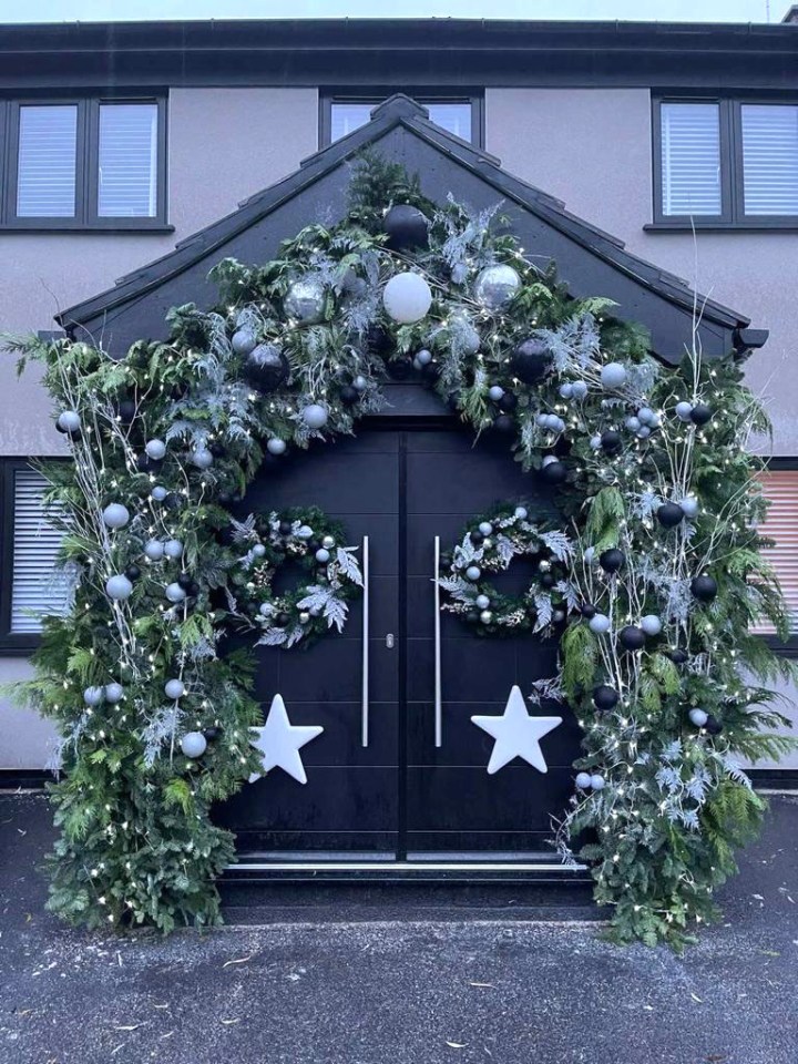 Gemma transformed the outside of her new house with black, grey and white decorations