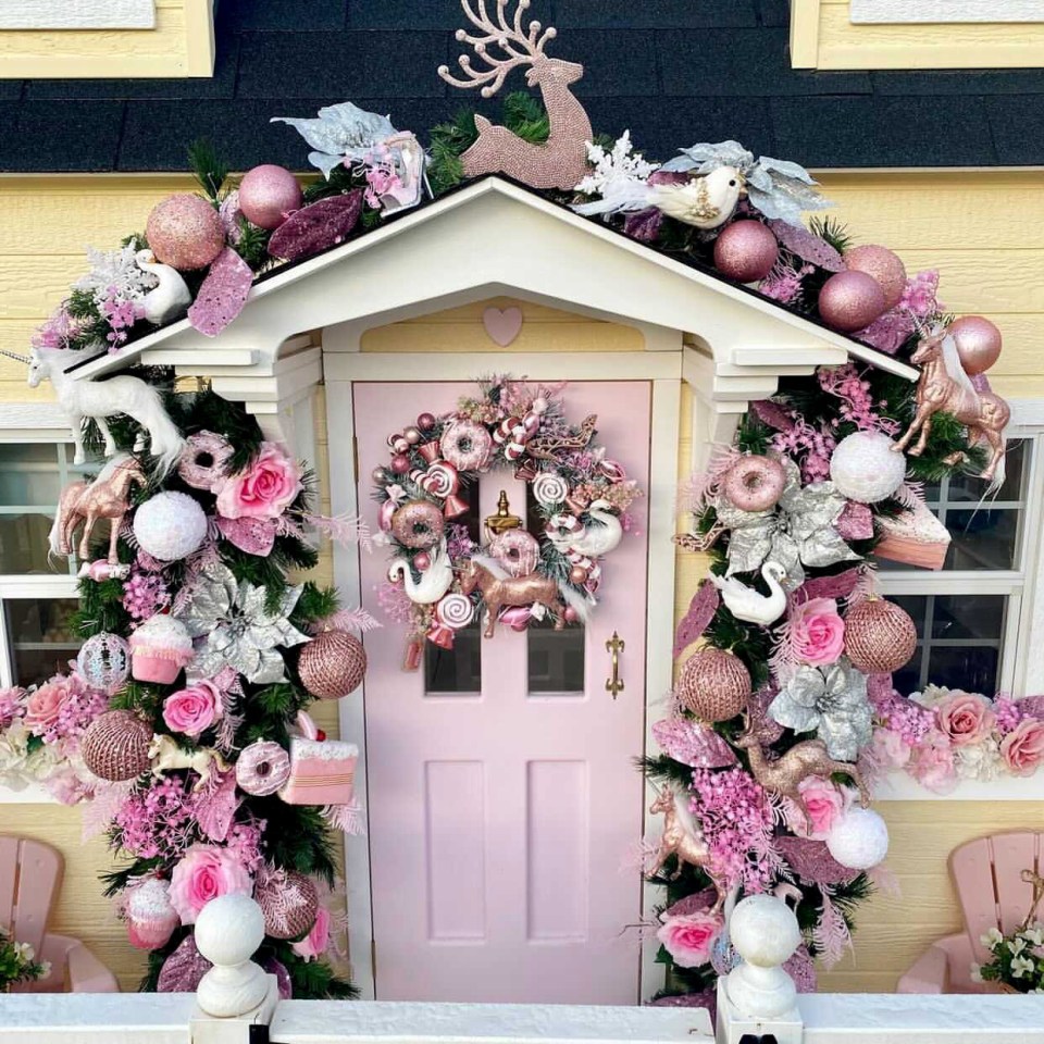 The playhouse's decorations look incredible and just like the main house but in pink