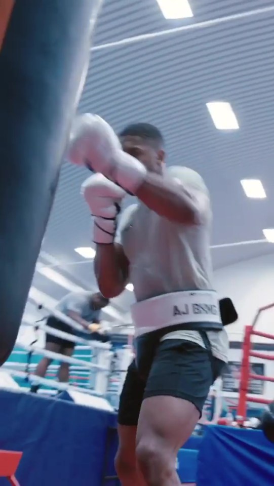 The unified heavyweight champion uploaded a video hitting the heavy bag