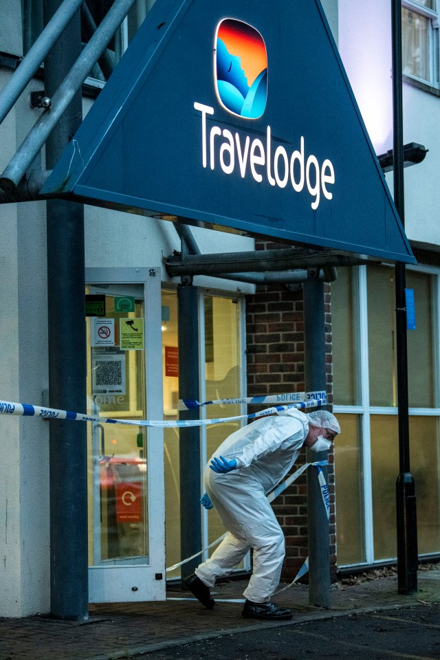 Forensic officers were seen leaving the hotel