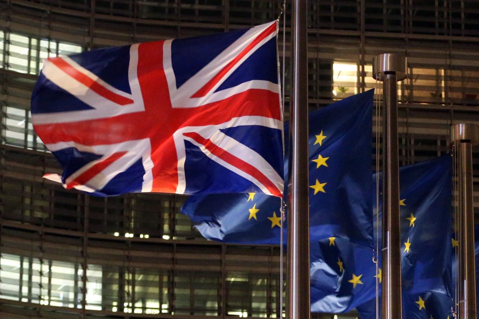 The Union Jack flies outside the EU Commission for the first time this year for Mr Johnson’s visit