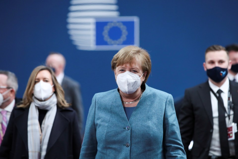 German leader Angela Merkel arrives at the European Council Summit today