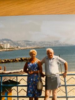 Raymond is pictured on holiday with his late wife Connie