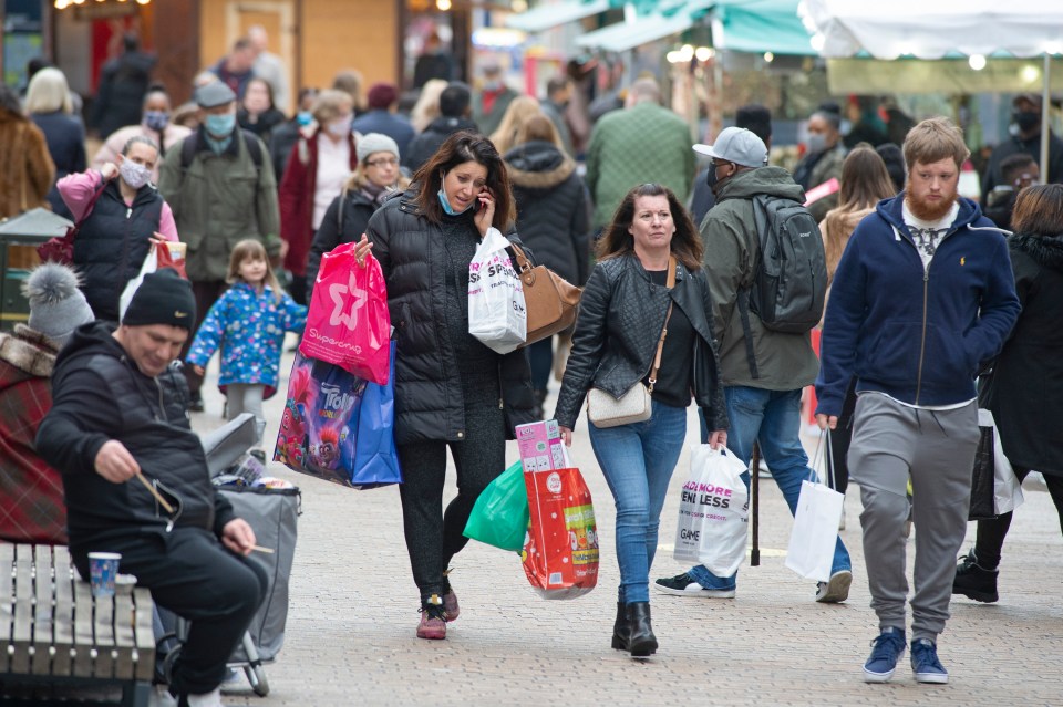 Christmas shoppers flocked to Bromley High Street in London today