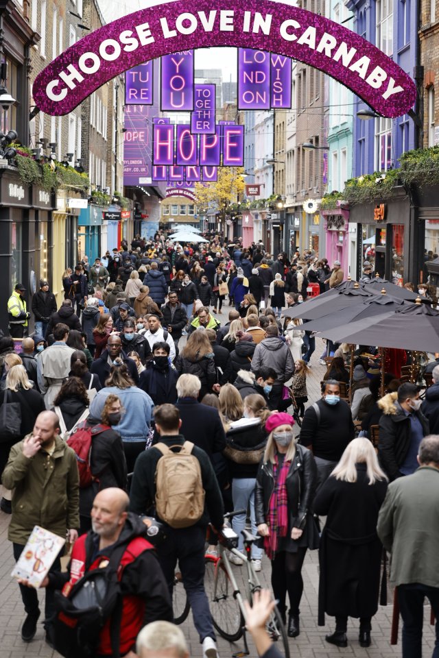 Carnaby Street in London was heaving this afternoon