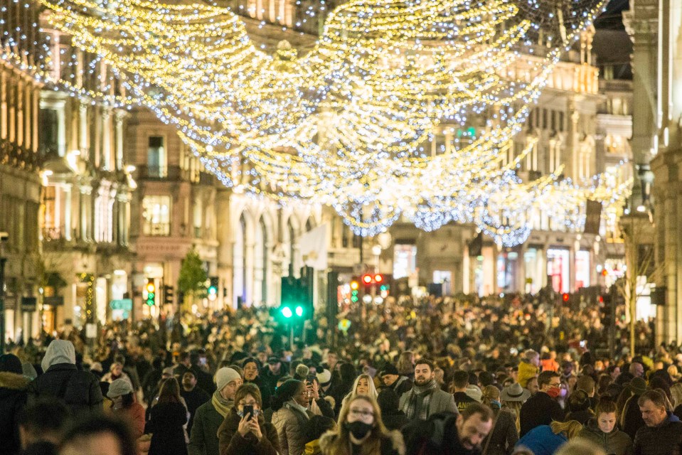 The streets were lit up with cheery faces and festive lights 