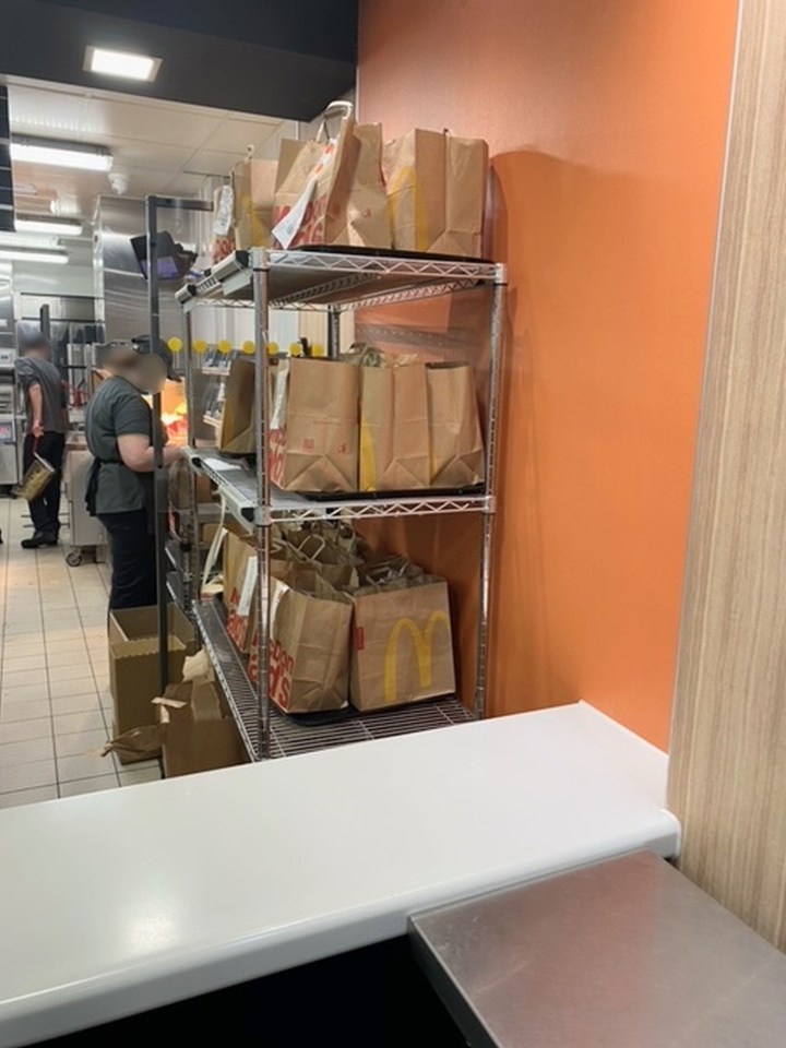 She posted a photo showing a 'wall' of McDonalds's meals stacked up