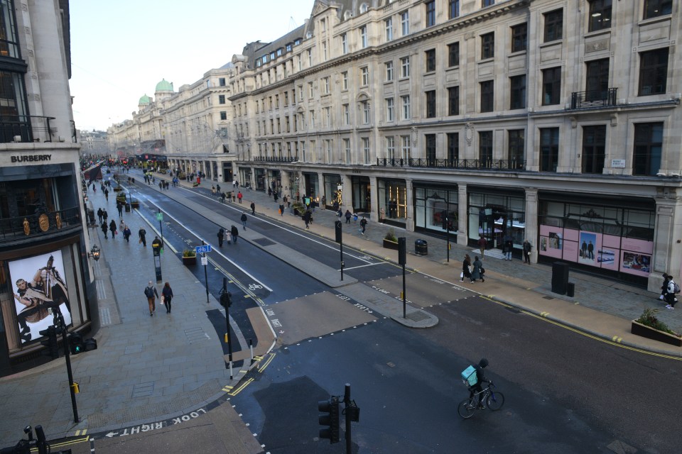 Regent street looking empty this afternoon as news of the lockdown broke