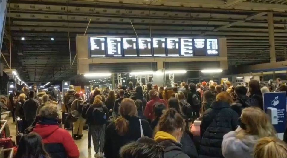 St Pancras Station was packed as travellers fled London