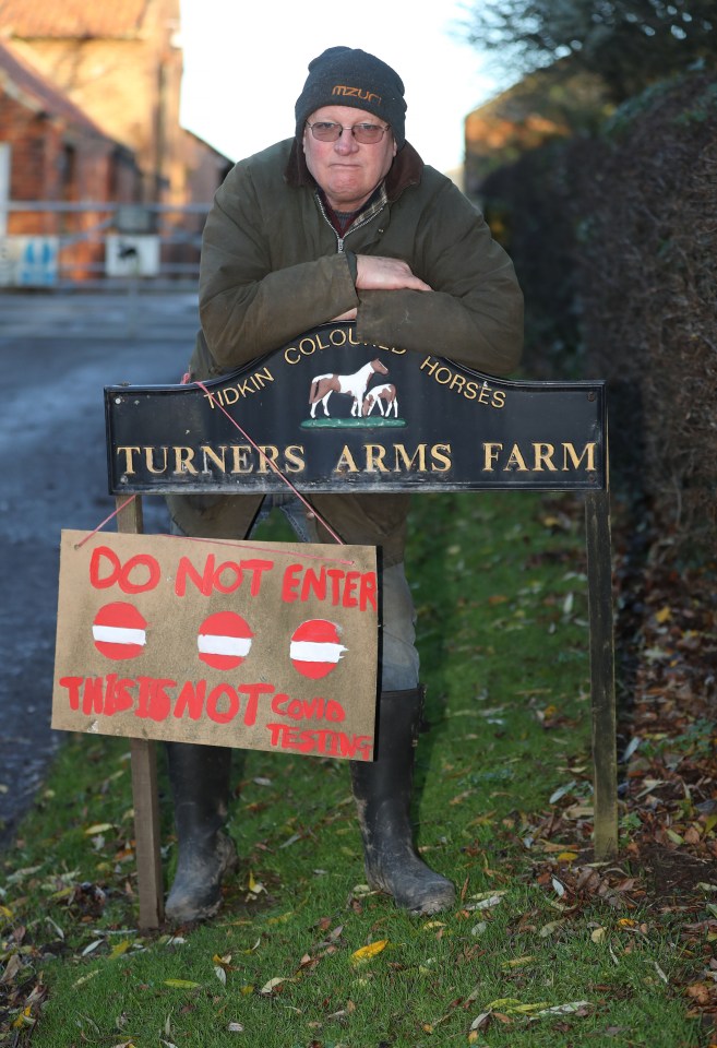 Mr Towers said the dog was "only trying to be friendly" - but that he is scared of people turning up at his farm for Covid tests