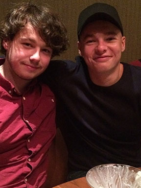 Peter is pictured above with his brother Harry 