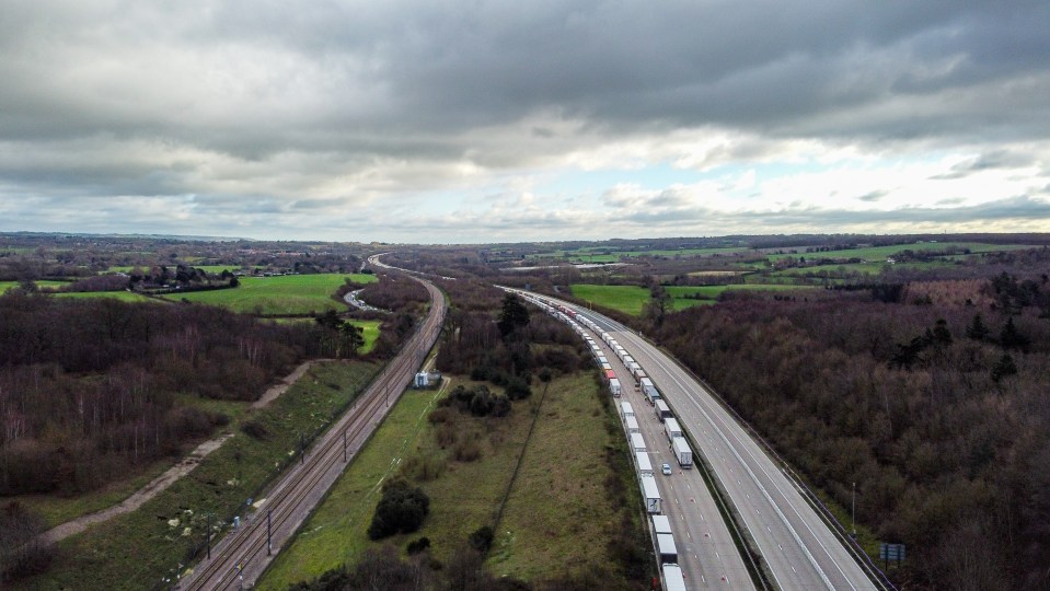 Queues for the port begin a whopping 35 miles away