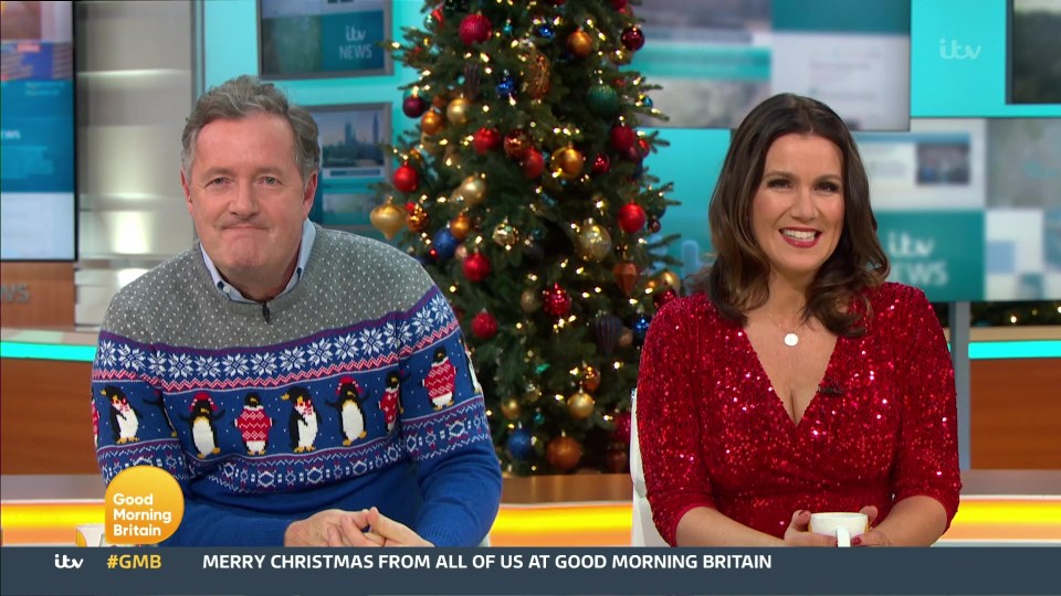 Piers Morgan struggled to fit in his Christmas jumper