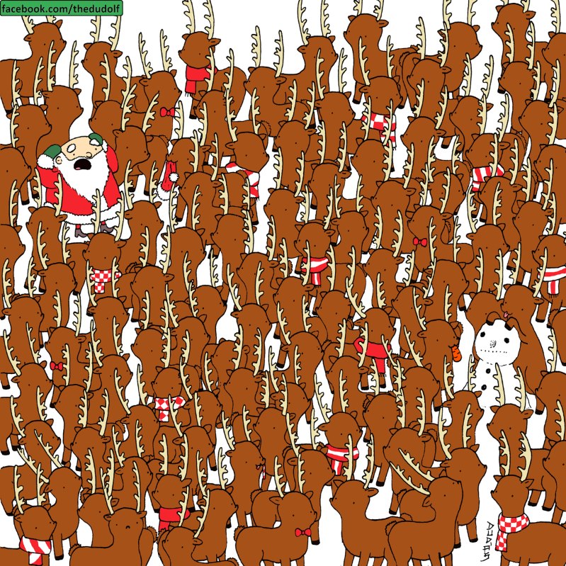 Can you spot the bear among the herd of reindeer? 