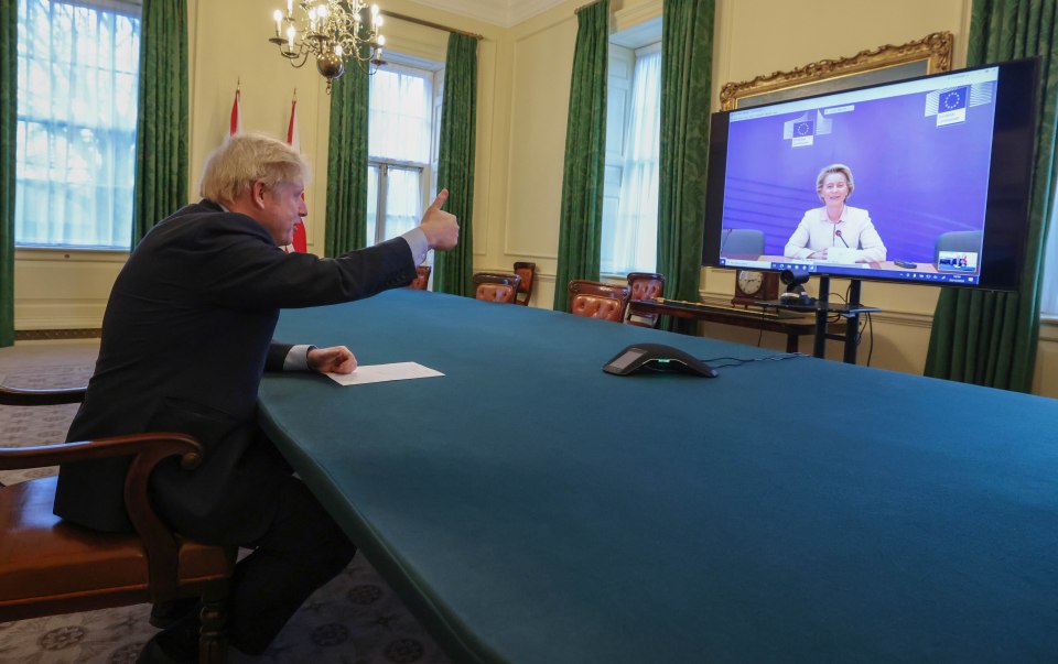 The PM gives the thumbs up to EU chief Ursula von der Leyen