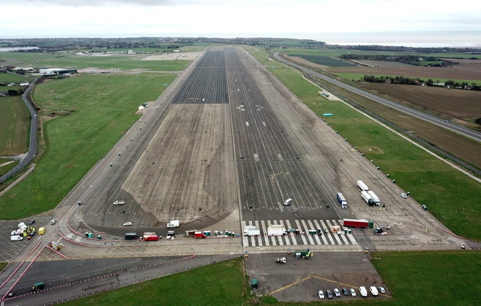 Boxing Day sees the Manston Airfield emergency parking area almost completely clear of vehicles that were caught up in the border chaos