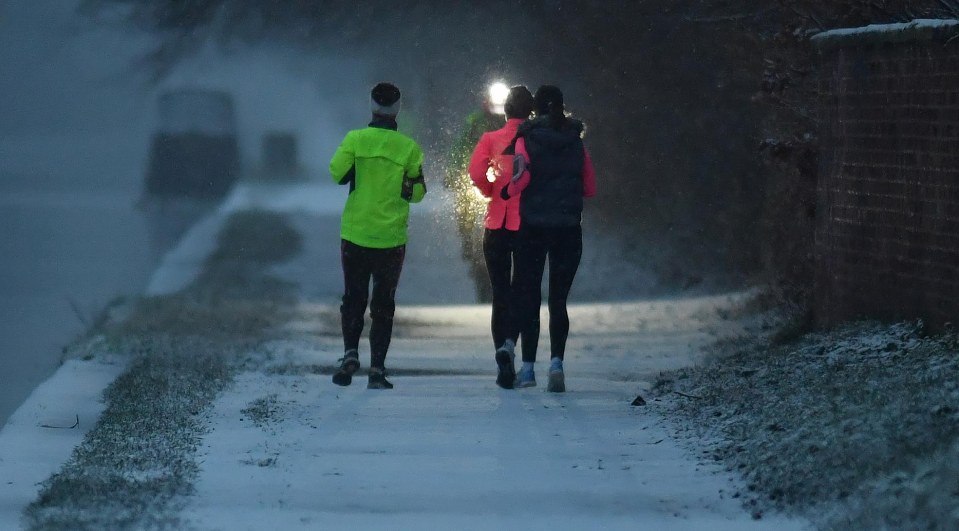 Early-morning runners weren't deterred by the chill in Cheshire today