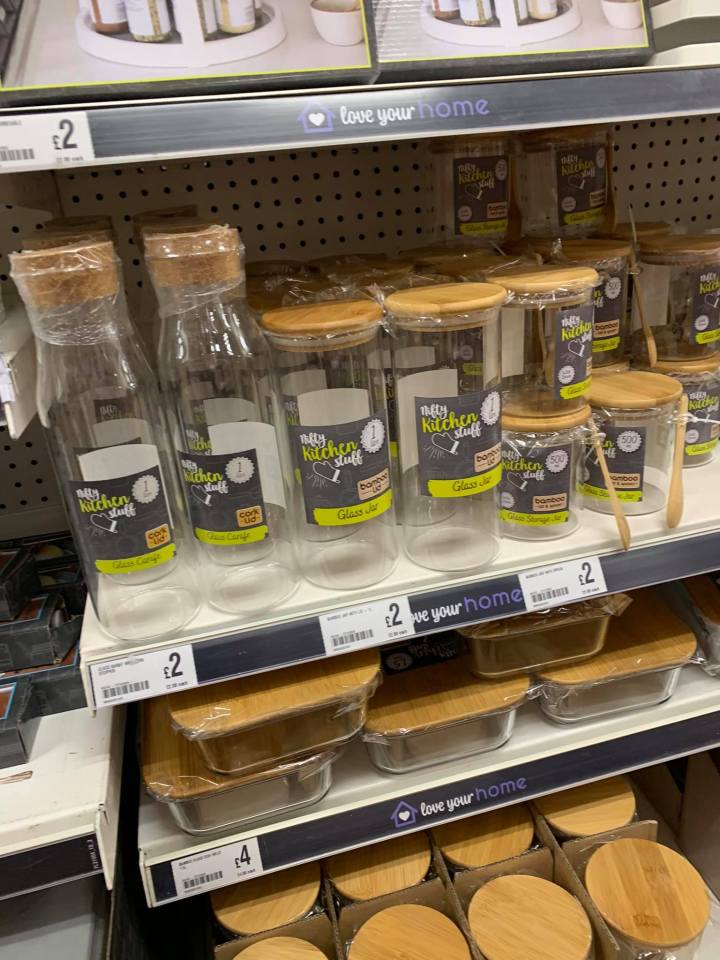 The Poundland collection includes glass jars for £2 and boxes for £4