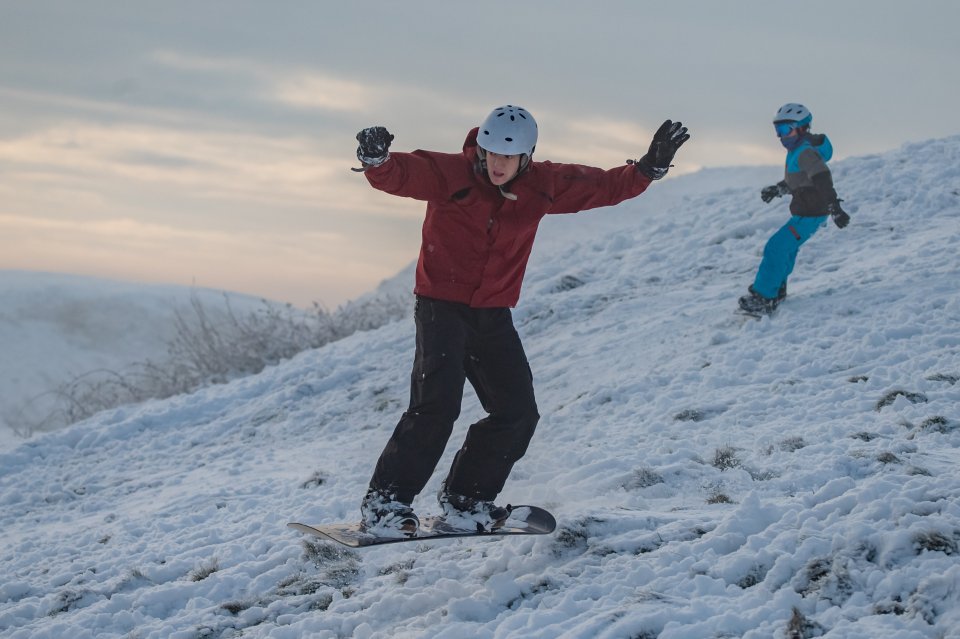 Snowboarders enjoyed the heavy powder in Worcestershire today