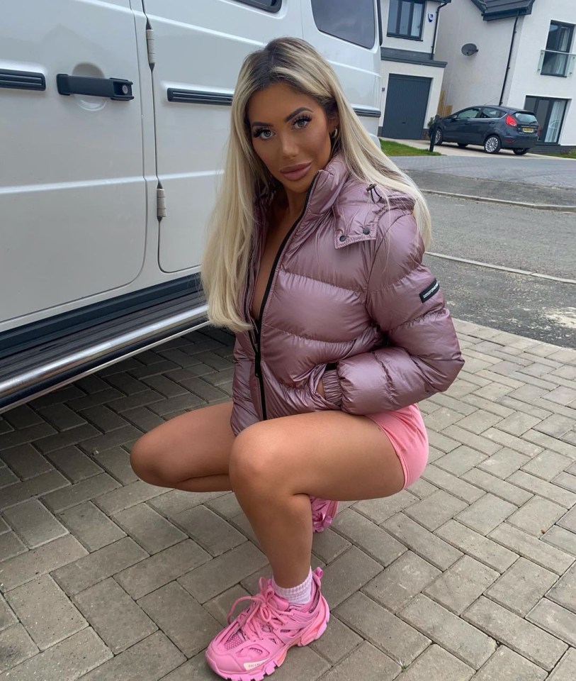 Chloe Ferry demonstrates a popular pose for celebs, with one knee closer to the ground