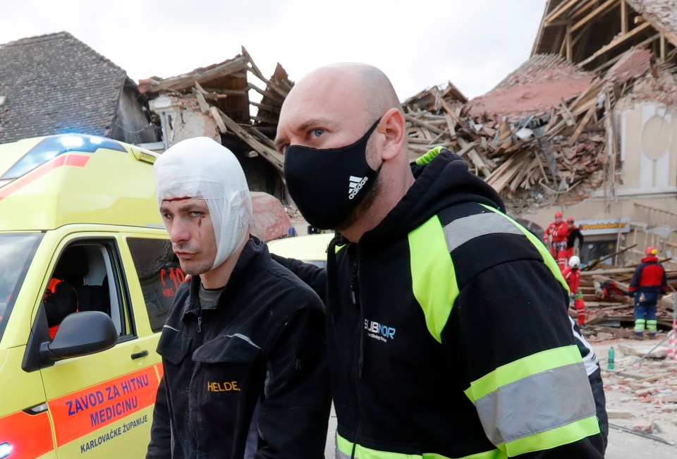 A man seen with his head heavily bandaged