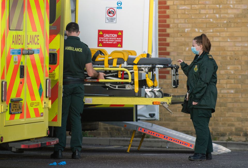 Ambulances outside Southend University hospital in Essex after the county declared a major emergency