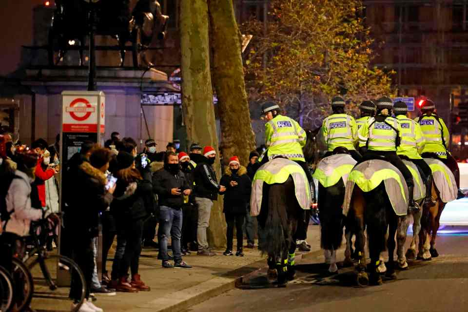 Cops on horseback monitor the streets in London