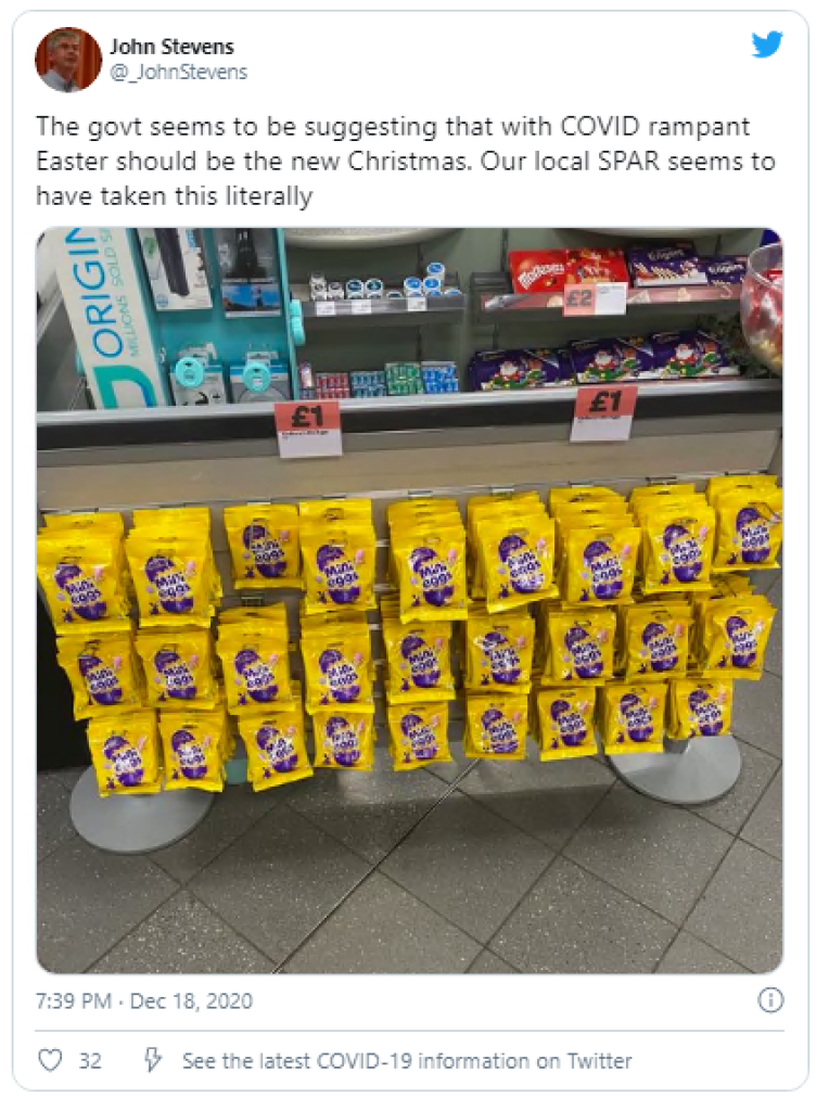 One shopper spotted Easter chocolates in Spar