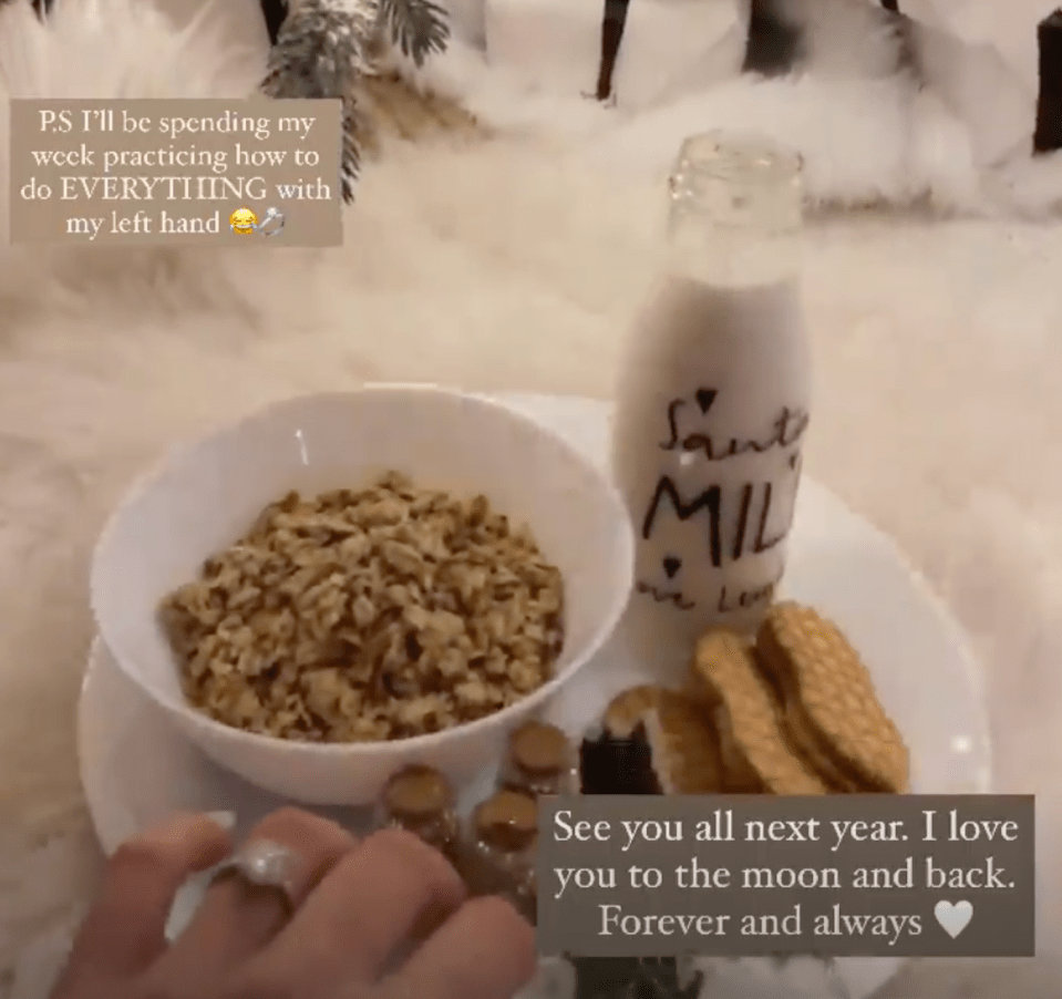 Stacey Solomon and her kids left out cereal – not quite as good as booze but at least there are biscuits