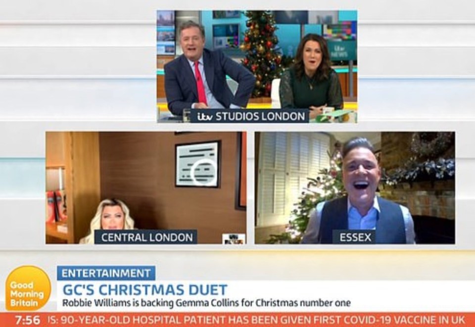 Good Morning Britain's Piers Morgan and Susanna Reid were left in hysterics when Gemma Collin's started disappearing off screen