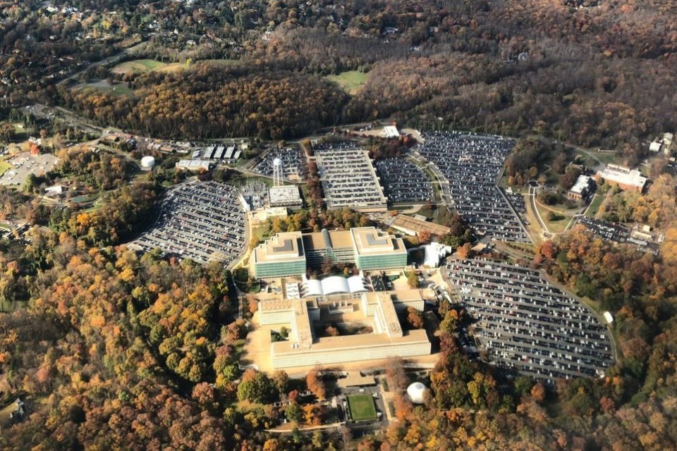 Aerial image of George Bush Centre for Intelligence – the headquarters of the Central Intelligence Agency