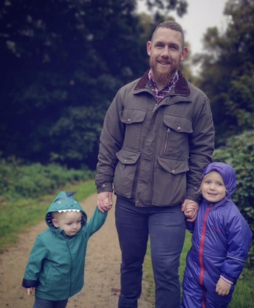 Shaun with Hallie and son Zachary, 18 months – he’s only recently being able to take them to the park with the help of therapy