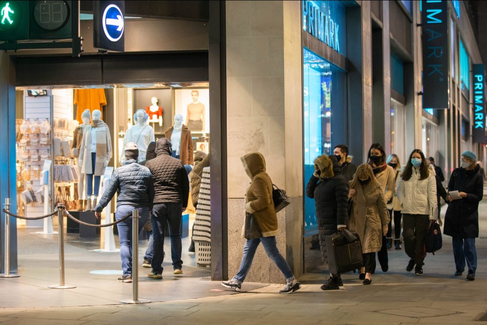 Shoppers queue outside Primark on Oxford Street as shops in London reopen following the end of the second Covid19 lockdown