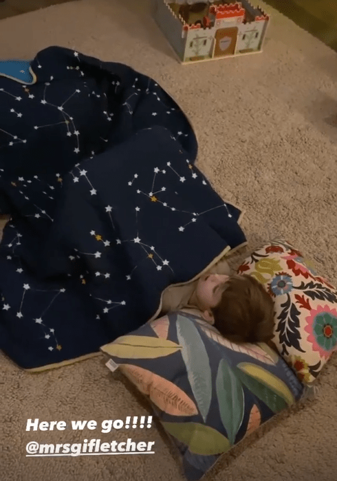 Tom laid on a cosy viewing party in front of the TV for the final