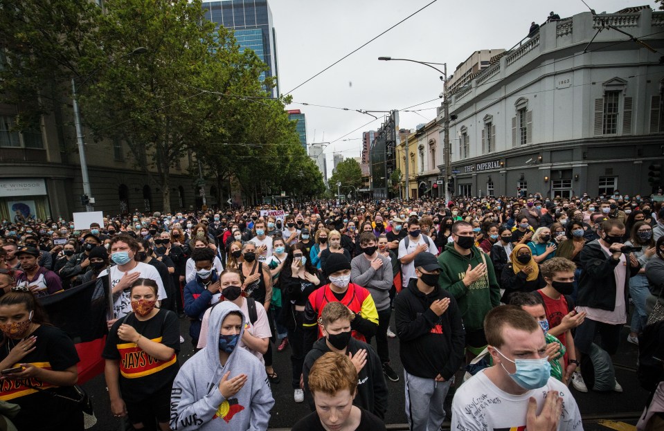 Crowds gathered in Melbourne at the 'Invasion Day' rally