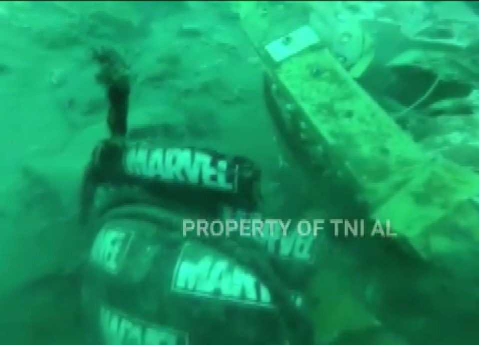 A child's Marvel backpack was found on the seabed among wreckage