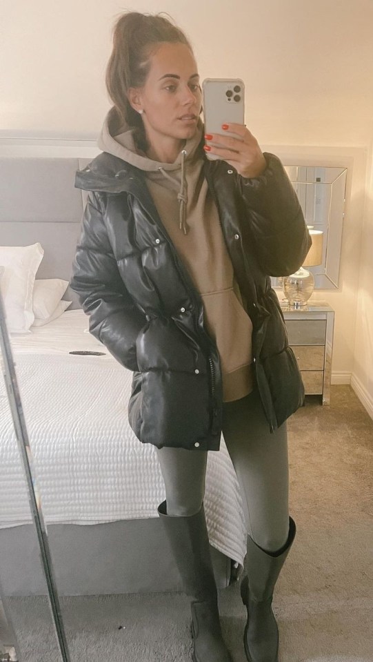 Becky shared a picture of herself in a warm coat and wellies on Thursday