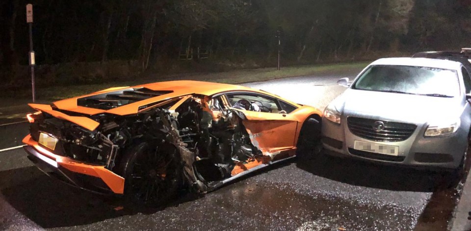 Lys Mousset's orange Lamborghini was involved in a crash