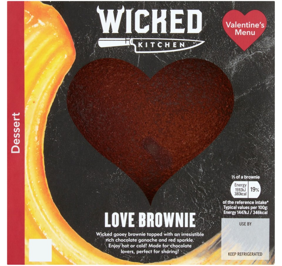 For dessert, tuck into a heart-shaped brownie