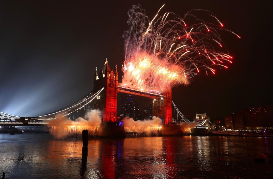 Fireworks light up London’s iconic Tower Bridge