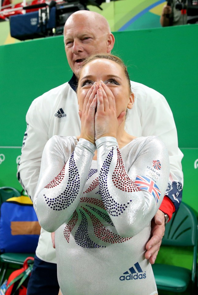 The athlete, pictured here with a Rio 2016 coach, left the support due to her "experiences as a club and elite gymnast" 