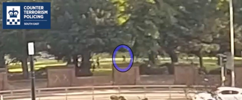 Footage released by anti-terrorism cops shows Saadallah racing across Forbury Gardens during the minute-long rampage in Reading