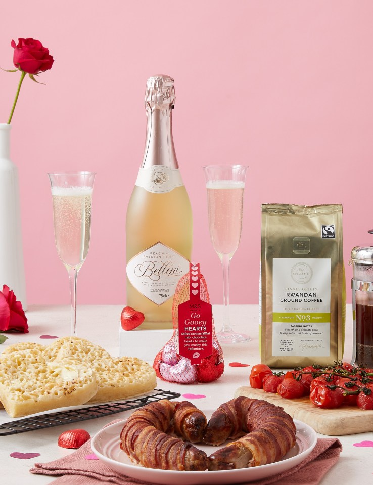 M&S has launched a new Valentine's Day hamper with its love sausage and heart-shaped crumpets