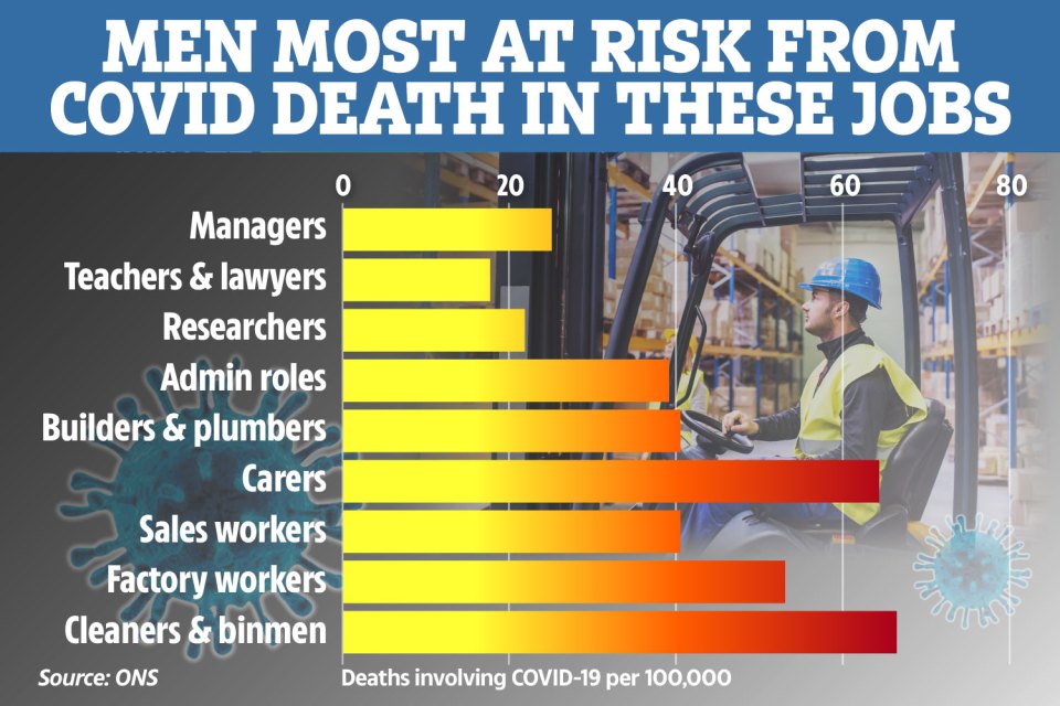 The roles referenced here are one of many in each category of occupation, for example, cleaners and binmen are part of the 'elementary occupations' group