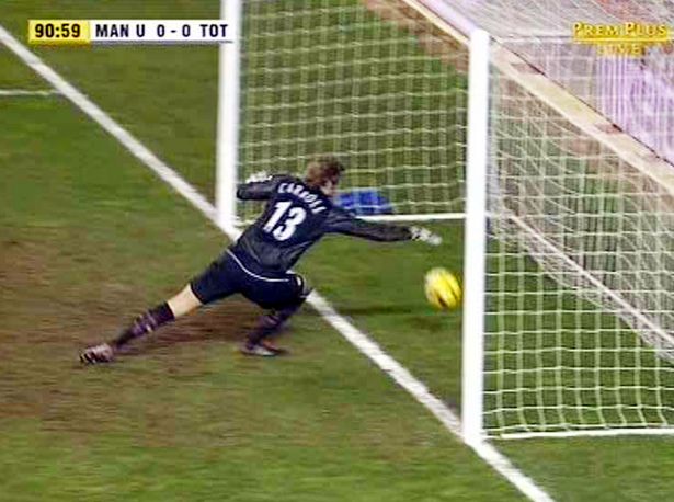 Carroll famously dropped the ball over the line only for the referee to disallow the goal