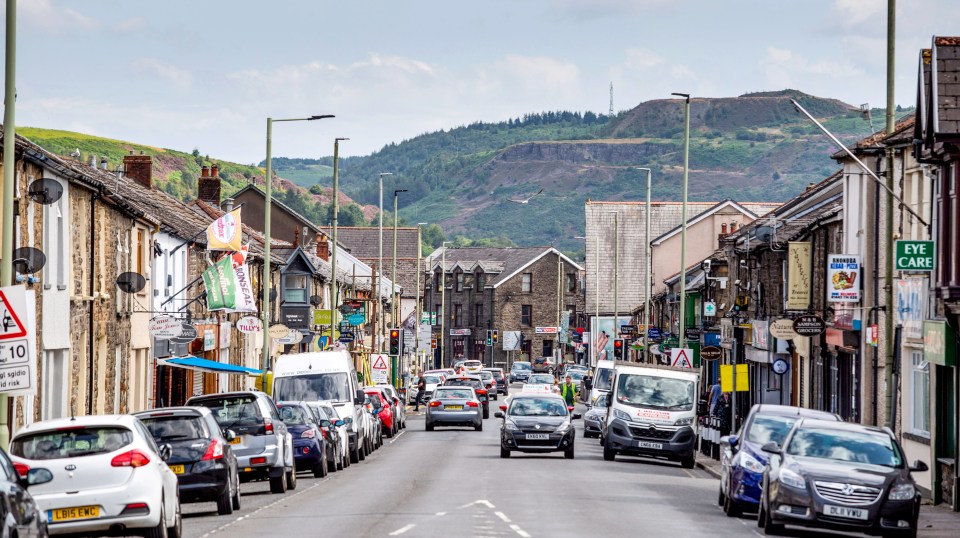 Treorchy High Street in Rhondda Cynon Taf - where Covid death rates are soaring