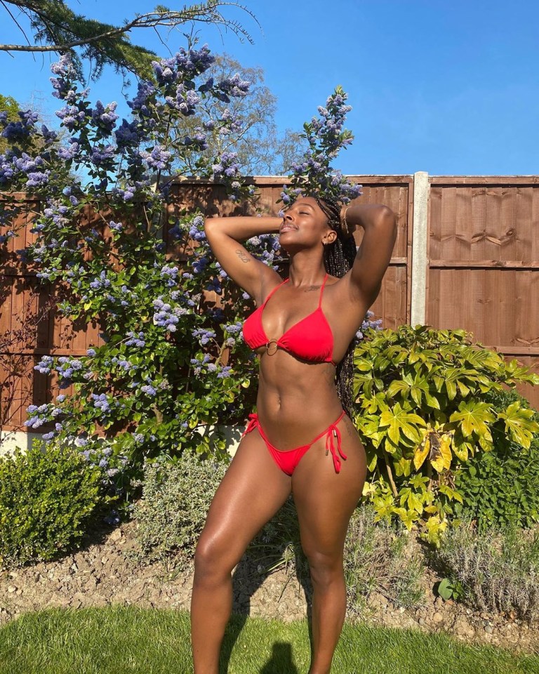 The X Factor beauty has been soaking in the sunshine from her home